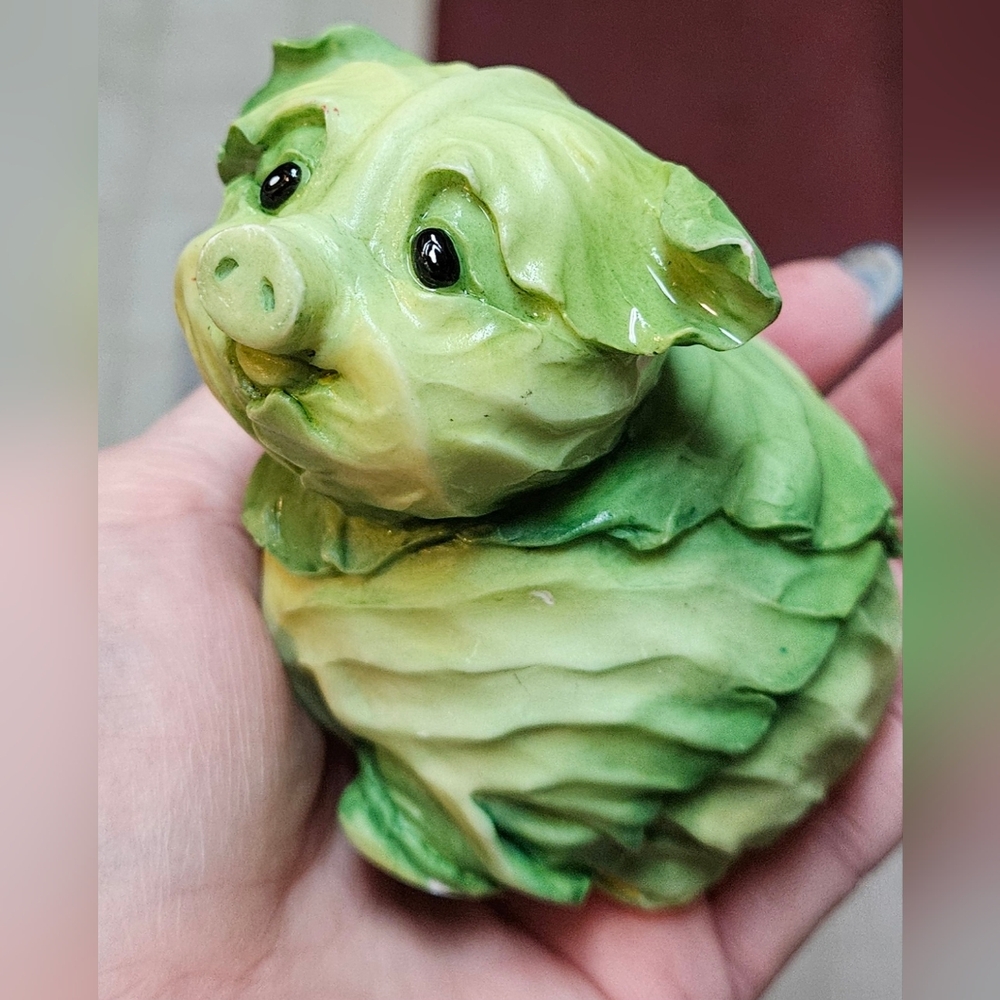 Green Cabbage Piglet Home Grown by Enesco 2008 Seagull Decor Figurine FIRM PRICE